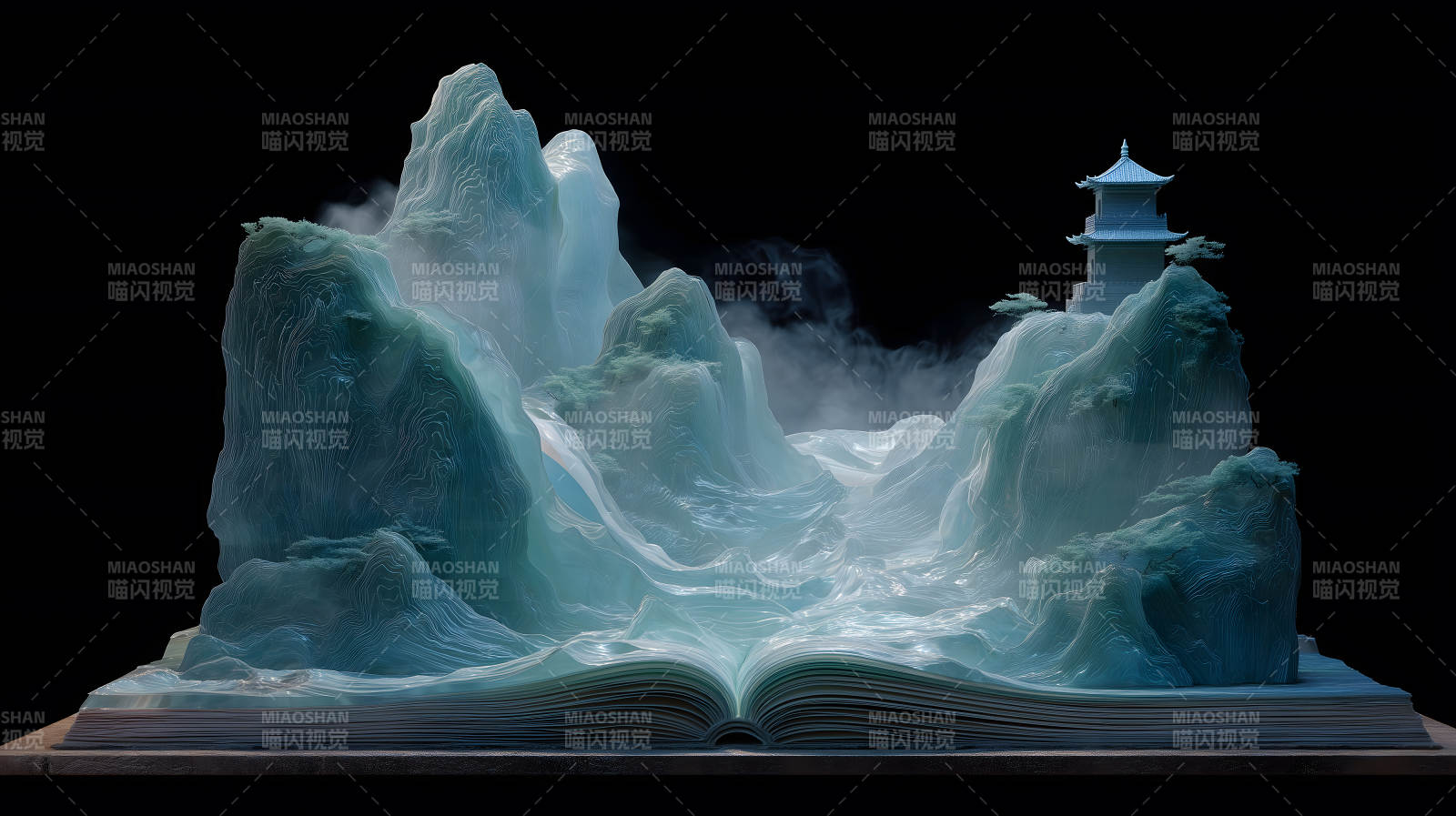 山水意境书卷-图片