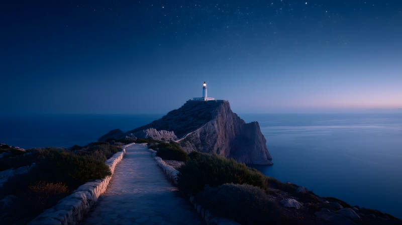 夜幕燈塔守護海洋-圖片