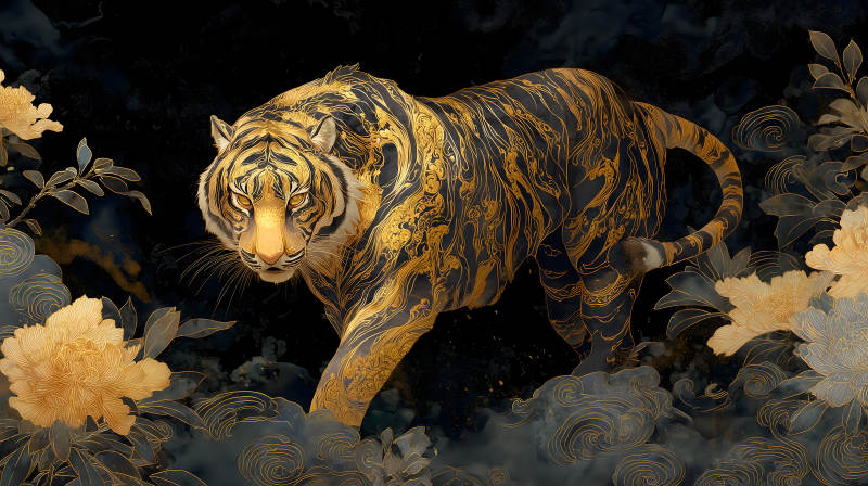 金虎圖畫栩栩如生-圖片