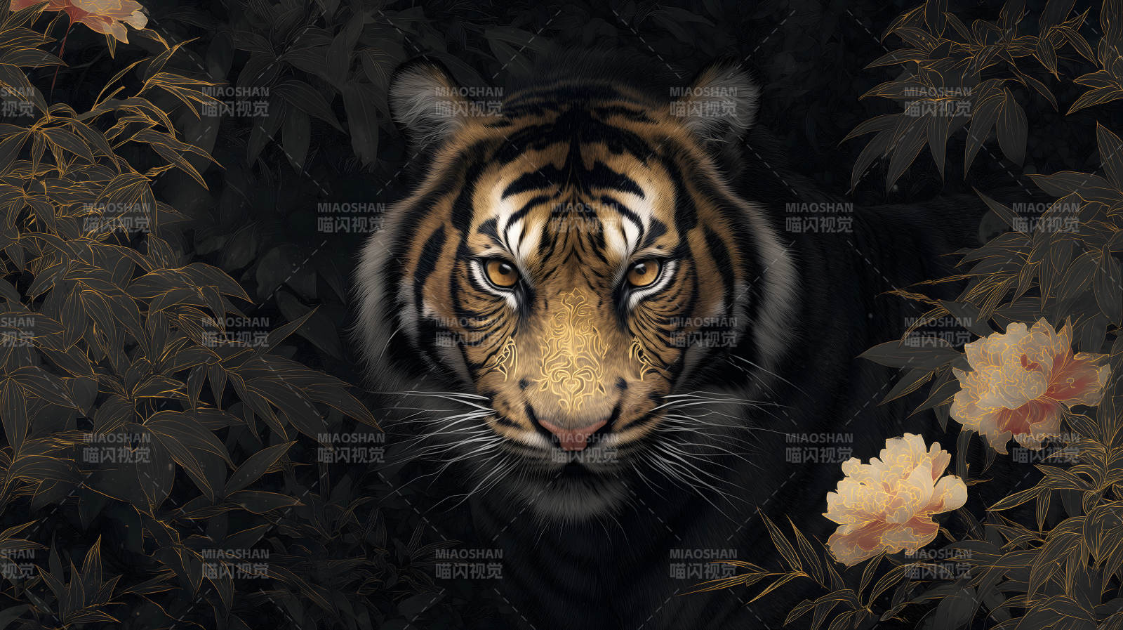 老虎金色装饰图片