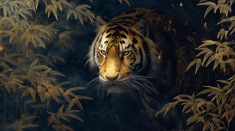 虎之丛林金色叶-图片