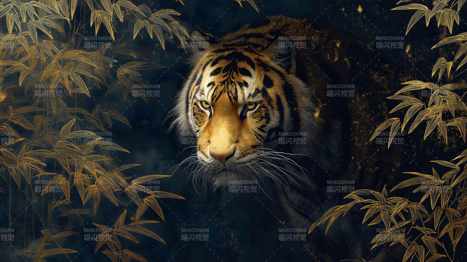 虎之叢林金色葉-圖片