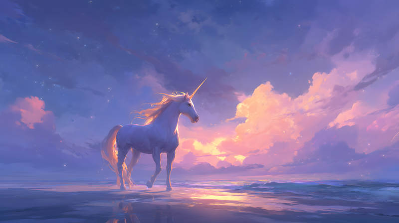 梦幻独角兽海边漫步-图片