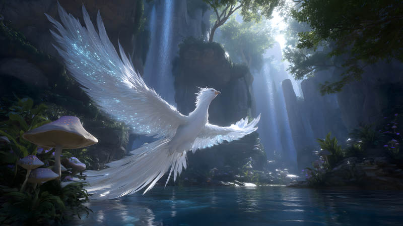 仙境白鸟飞翔场景图片