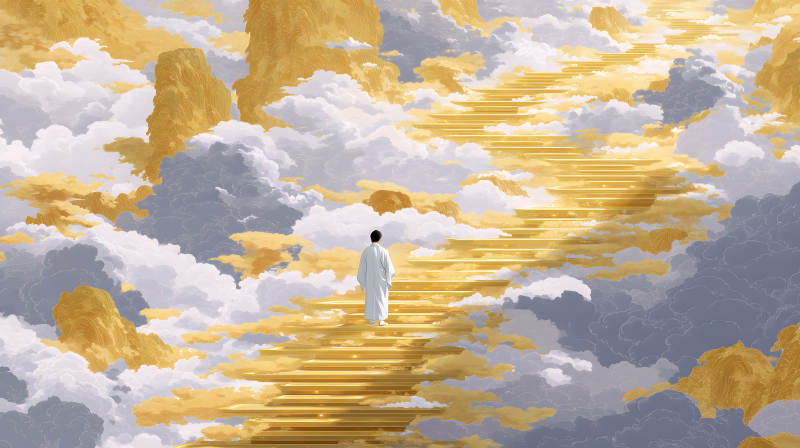 金色阶梯走向天堂-图片