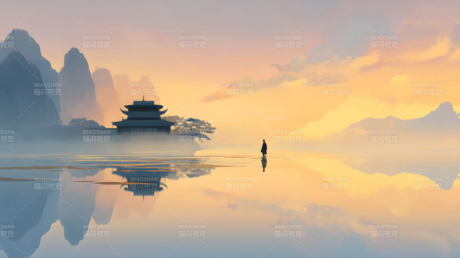 山水之間隱者獨行-圖片