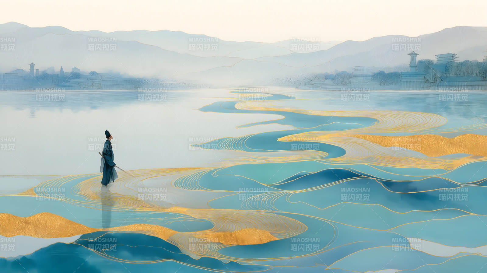 水墨畫卷詩意山河-圖片