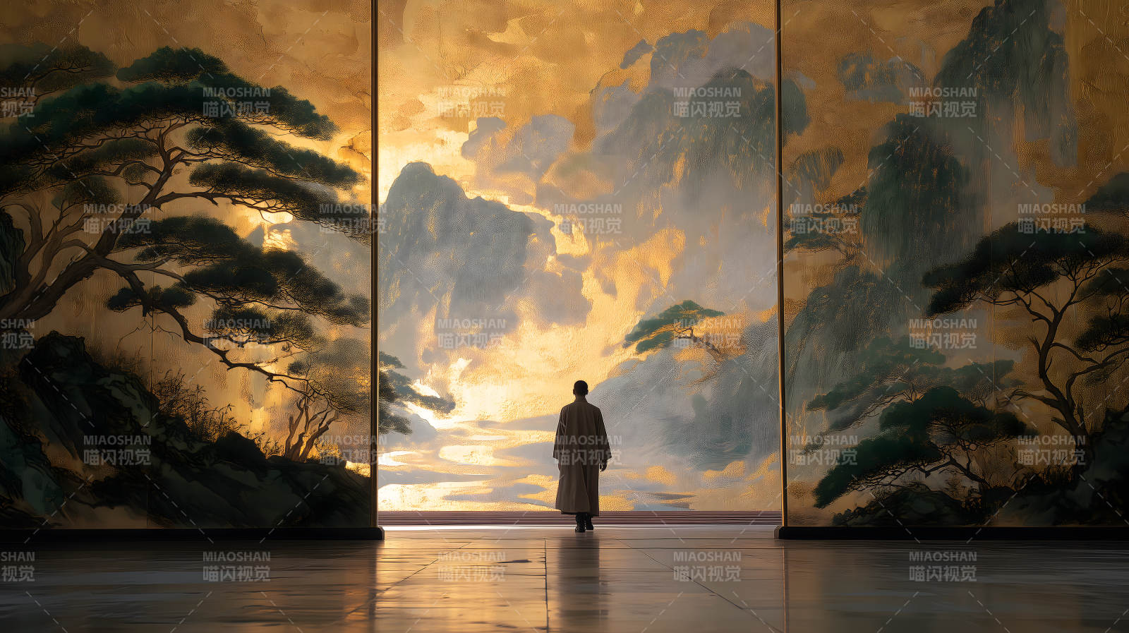 觀景圖畫中之人-圖片