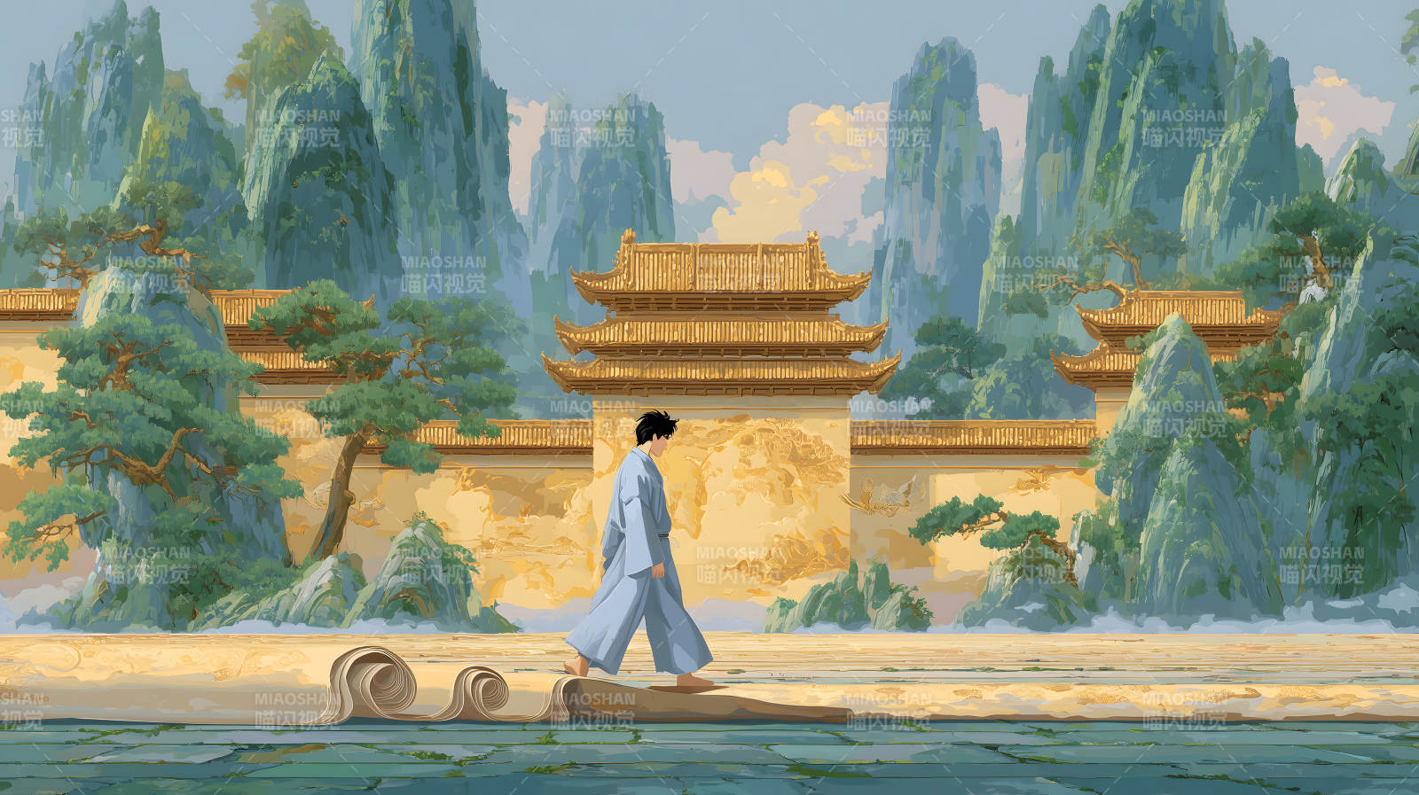 古風山水畫-圖片