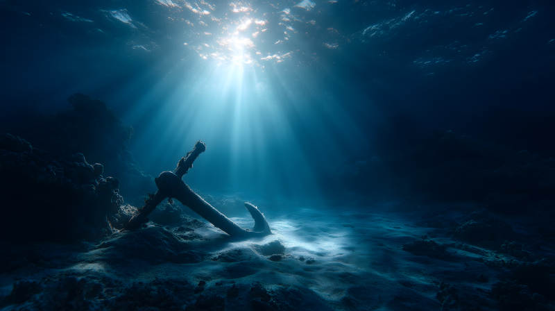 海底锚光明照射-图片