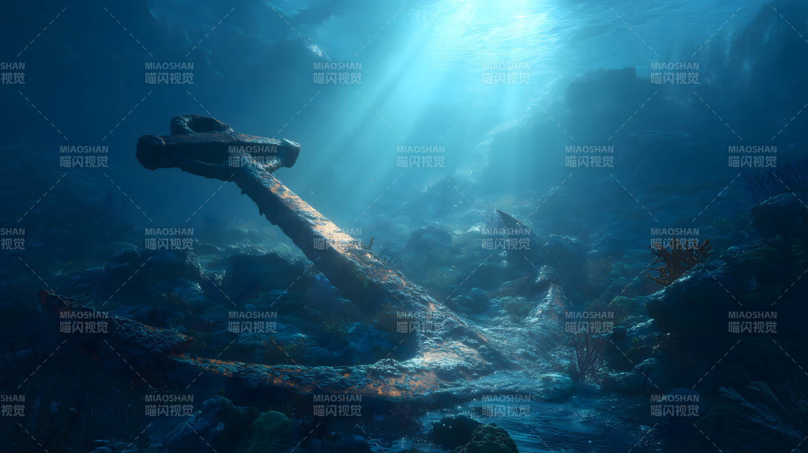 海底沉锚光线穿透-图片