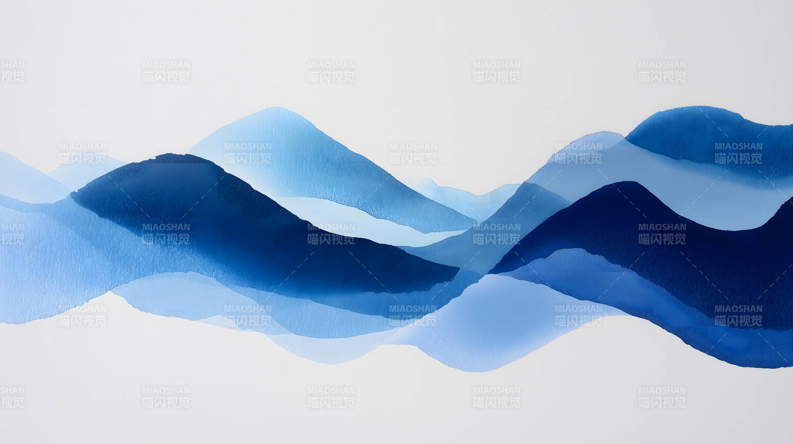 蓝调山峦渐变层叠-图片