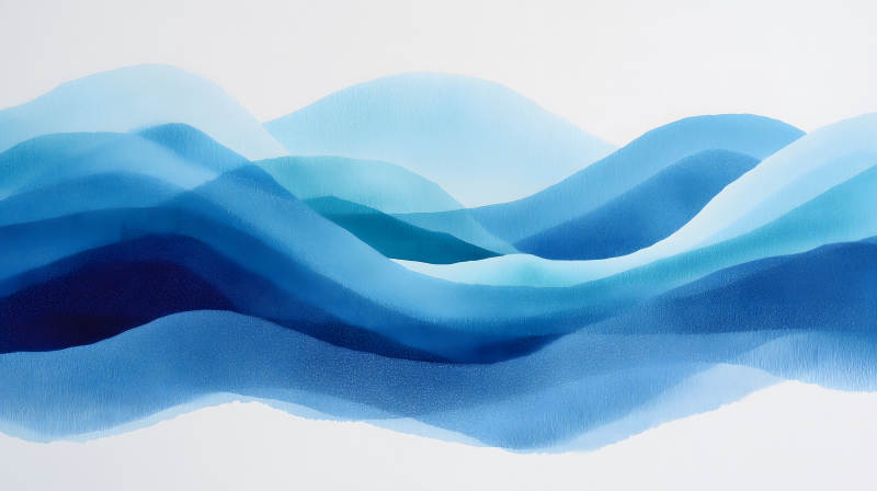 蓝色山峦叠嶂艺术画-图片