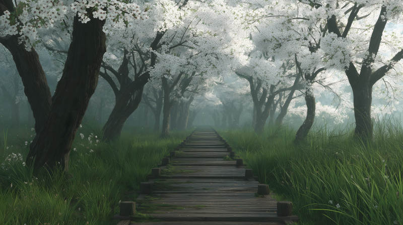 樱花木道诗意景象-图片