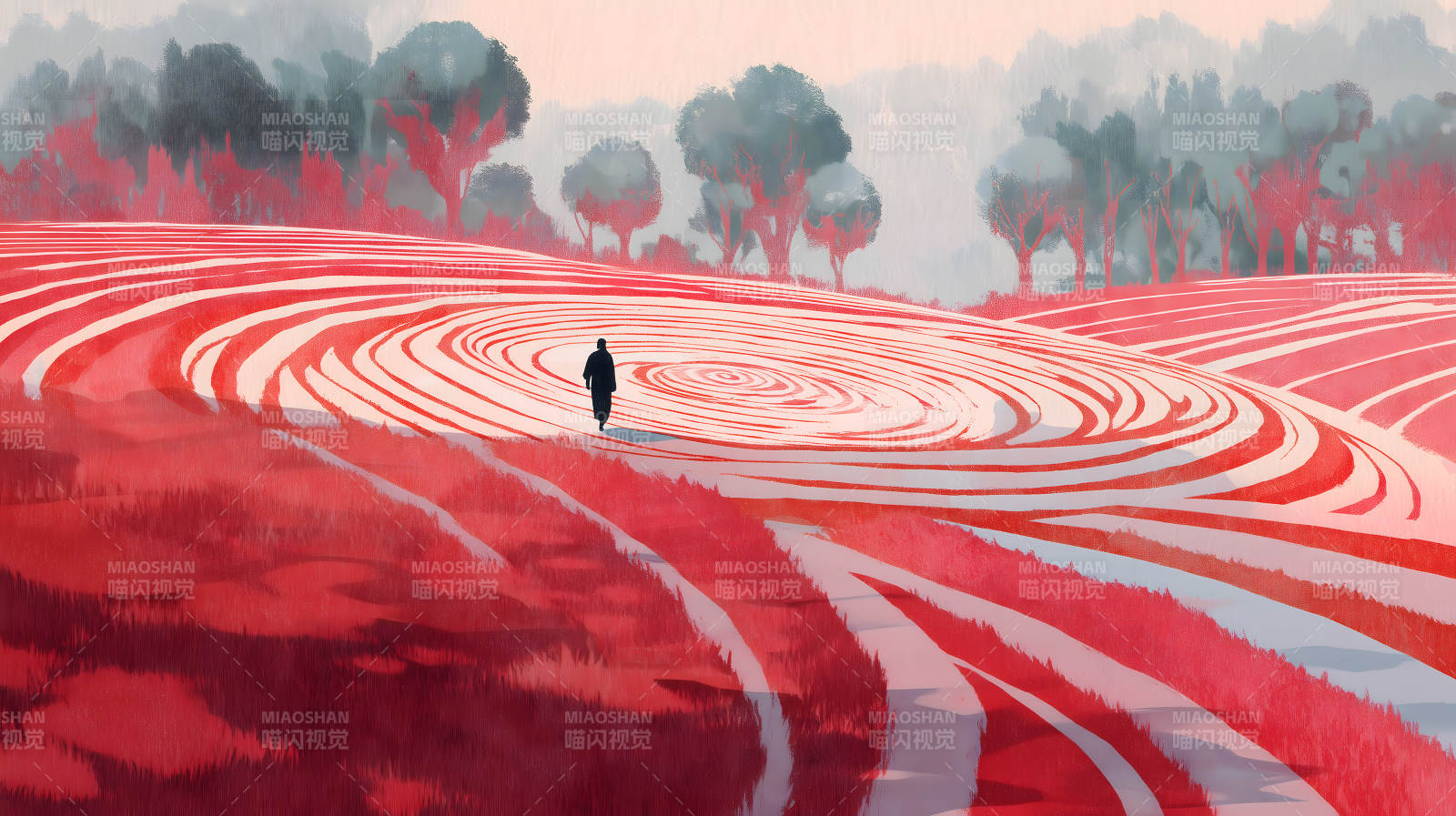 红色田野漫步-图片