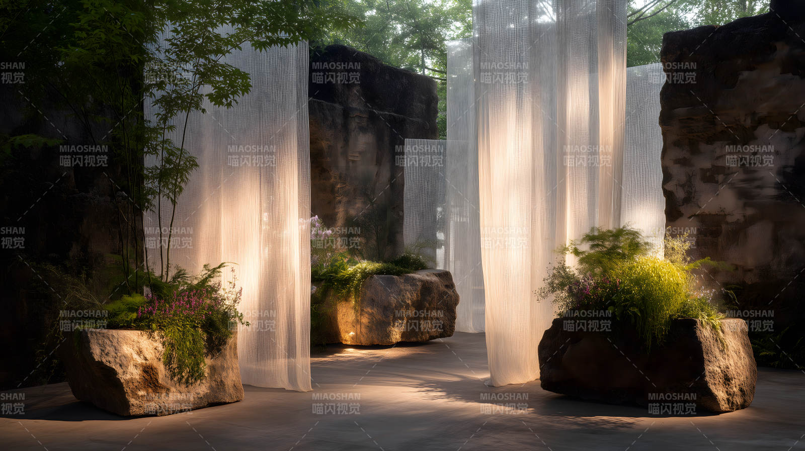 石块花园光影交错-图片