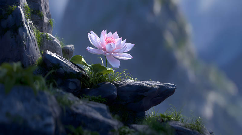 巖石蓮花盛開-圖片