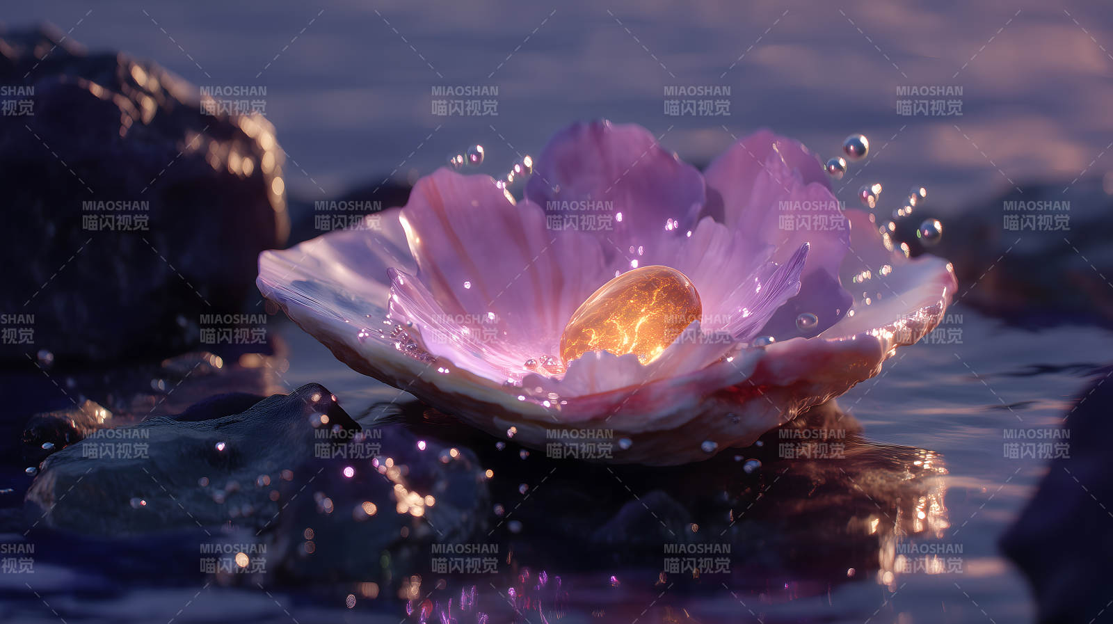 梦幻宝石莲花浮于水面-图片