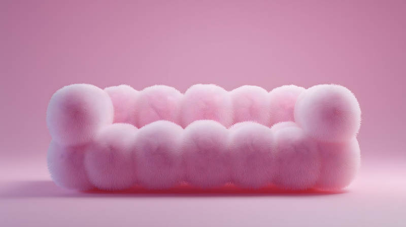 毛茸茸的粉色沙发图片