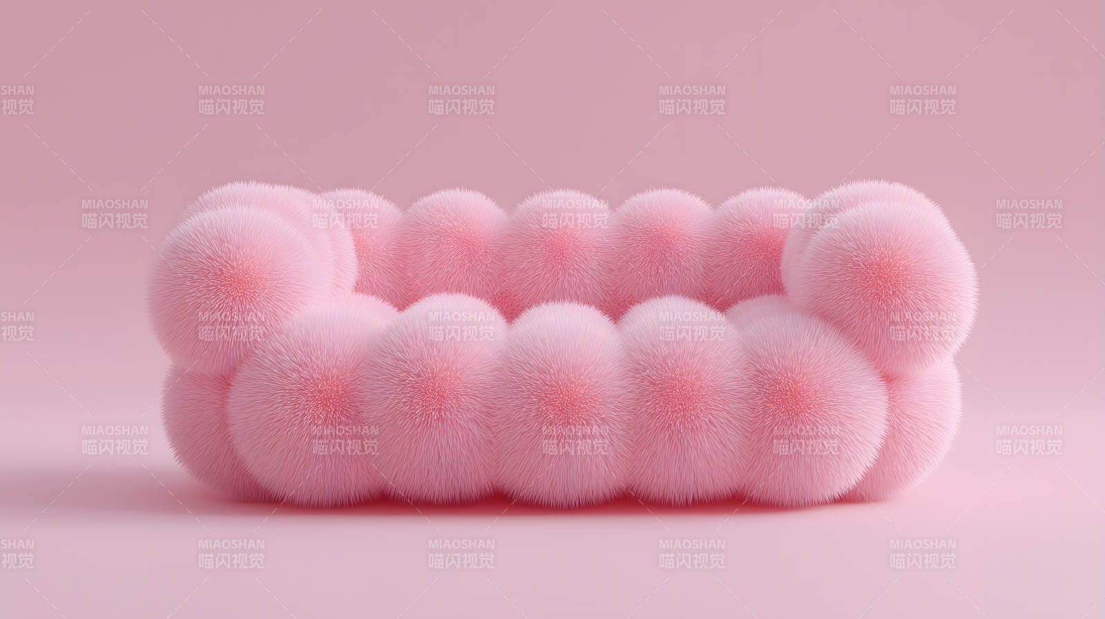 粉色毛绒沙发图片