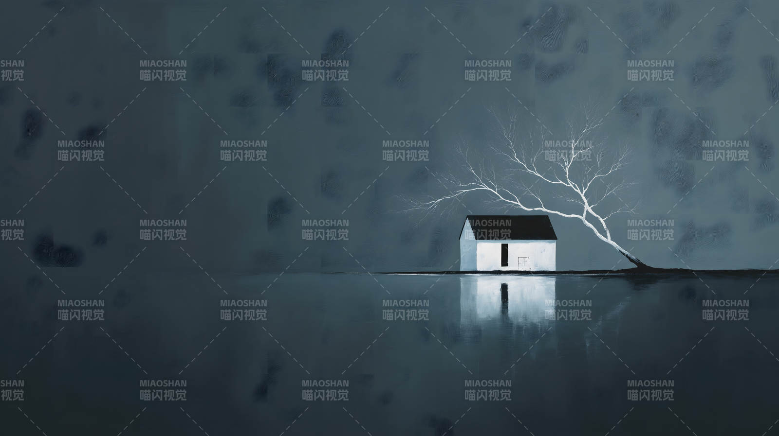 孤寂小屋倒影-圖片