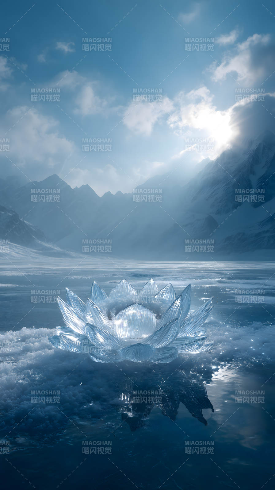 冰蓮盛開雪山之上-圖片