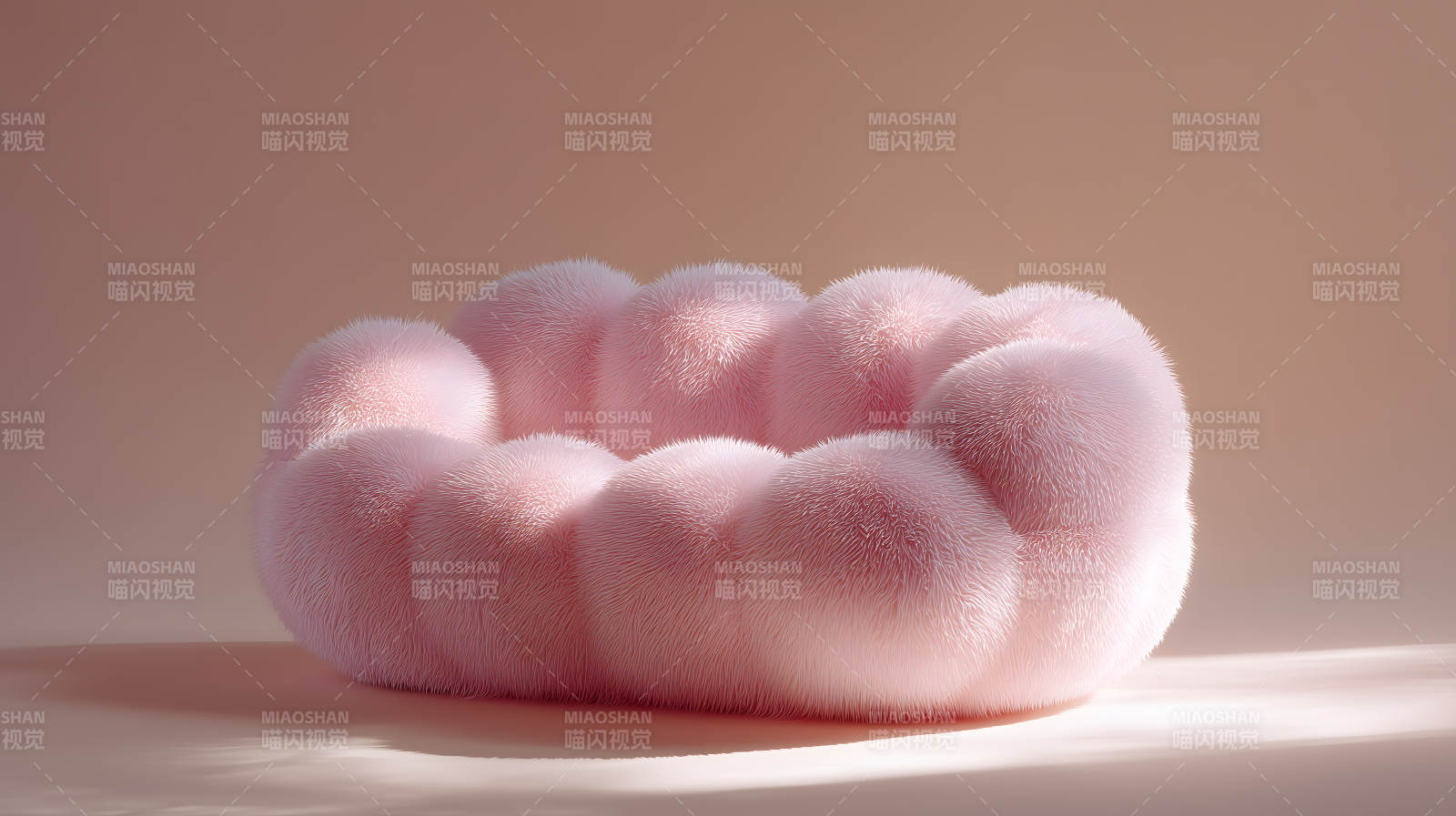 粉色毛绒沙发特写图片