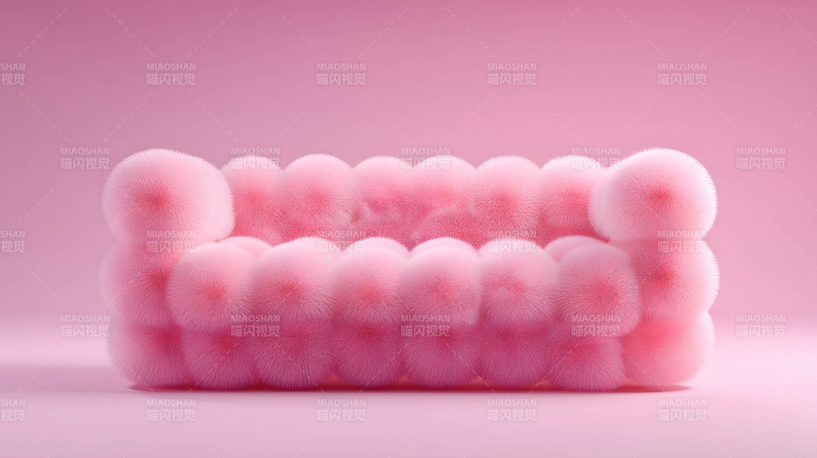 粉色毛绒沙发图片