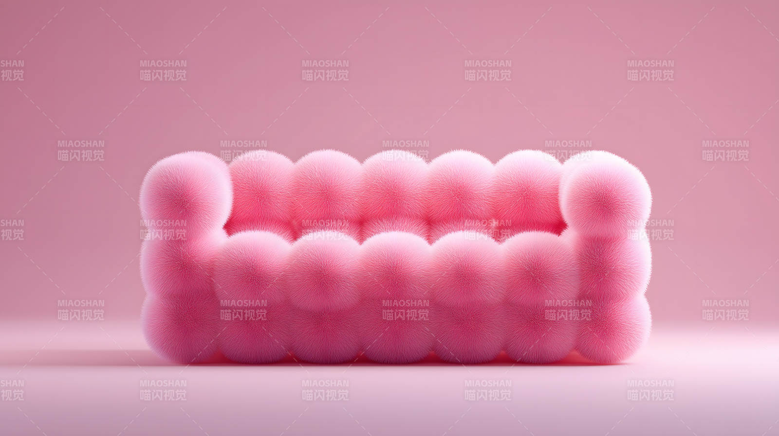 粉色毛茸茸沙发-图片