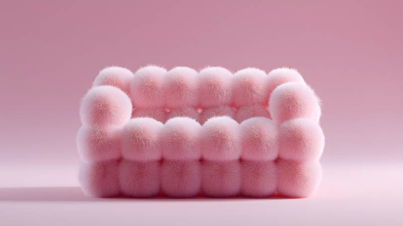 粉色毛球沙發-圖片