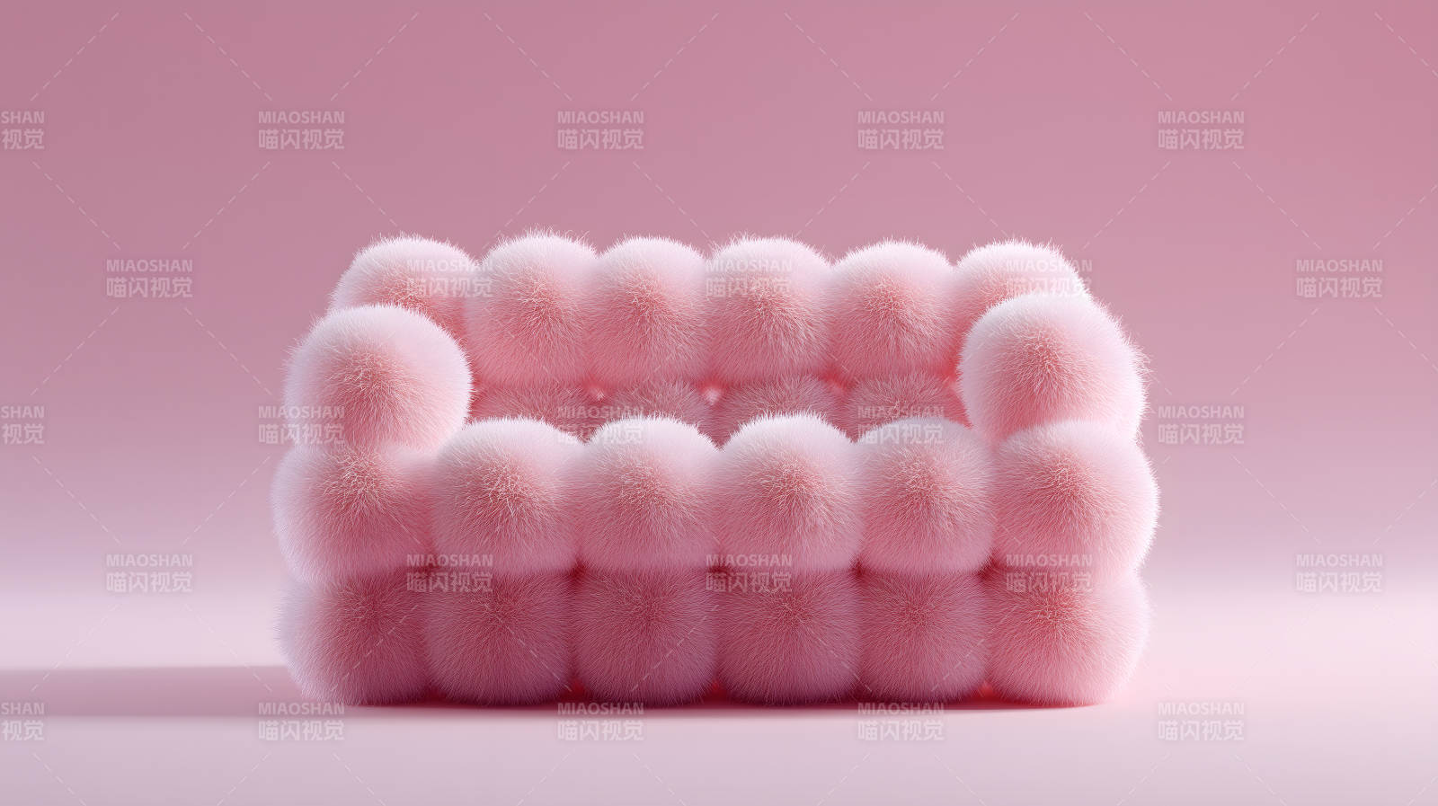 粉色毛球沙發圖片