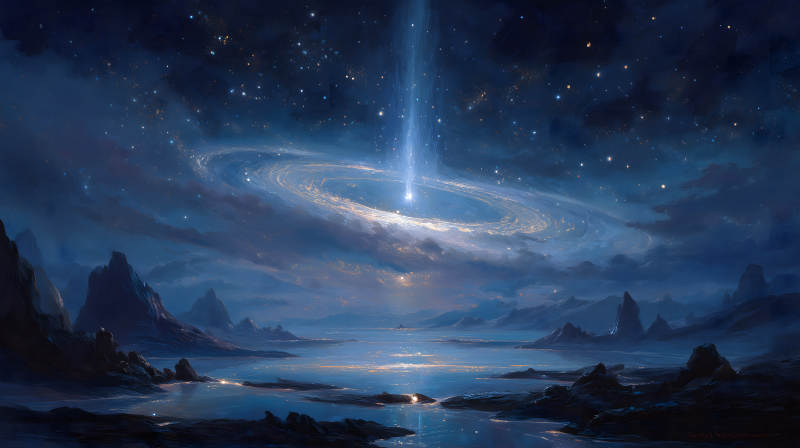 夜空奇觀星際光束-圖片