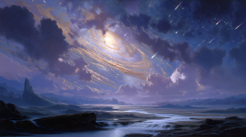 星云與河流的壯麗景觀-圖片