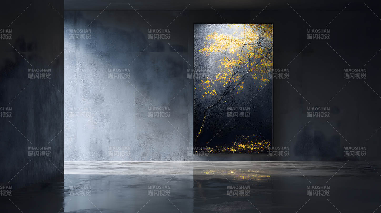 光影金色樹裝飾畫-圖片