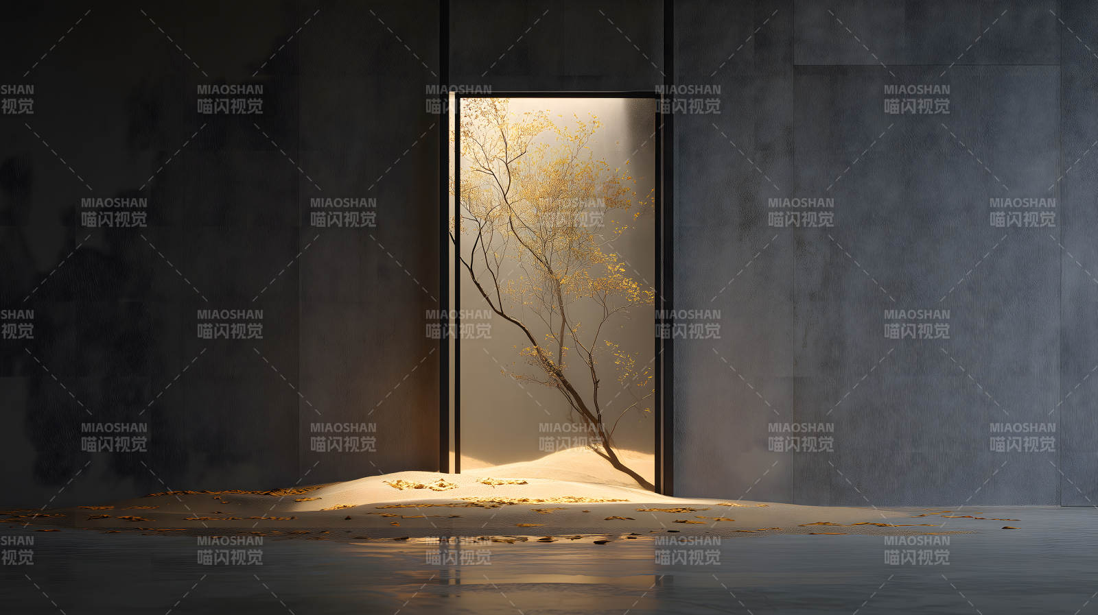 樹影下的沙灘光線-圖片