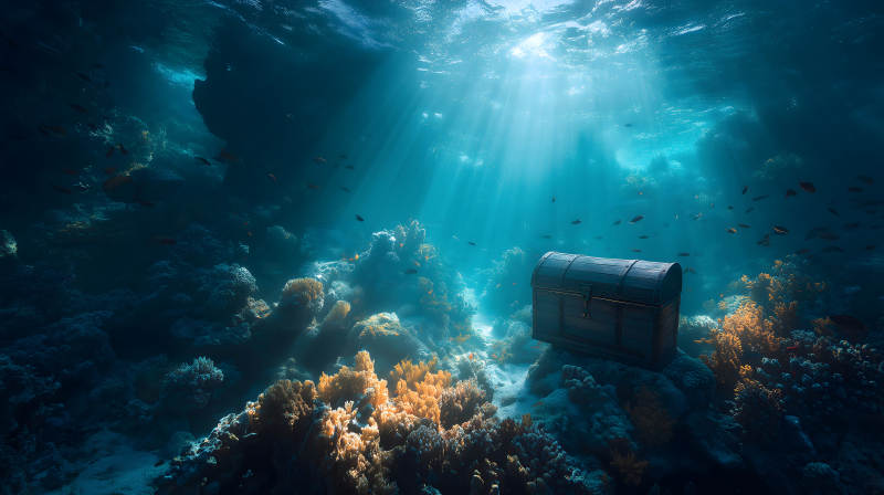 海底宝藏阳光照射-图片