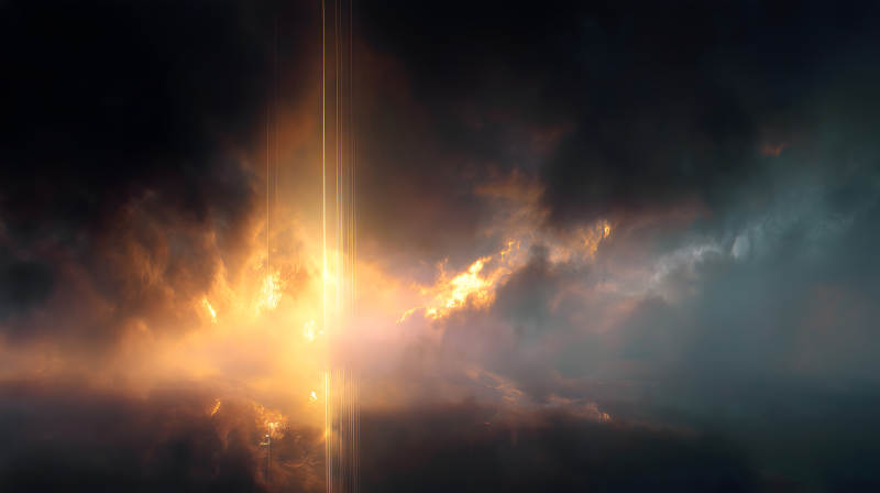 金色光芒穿透云层-图片