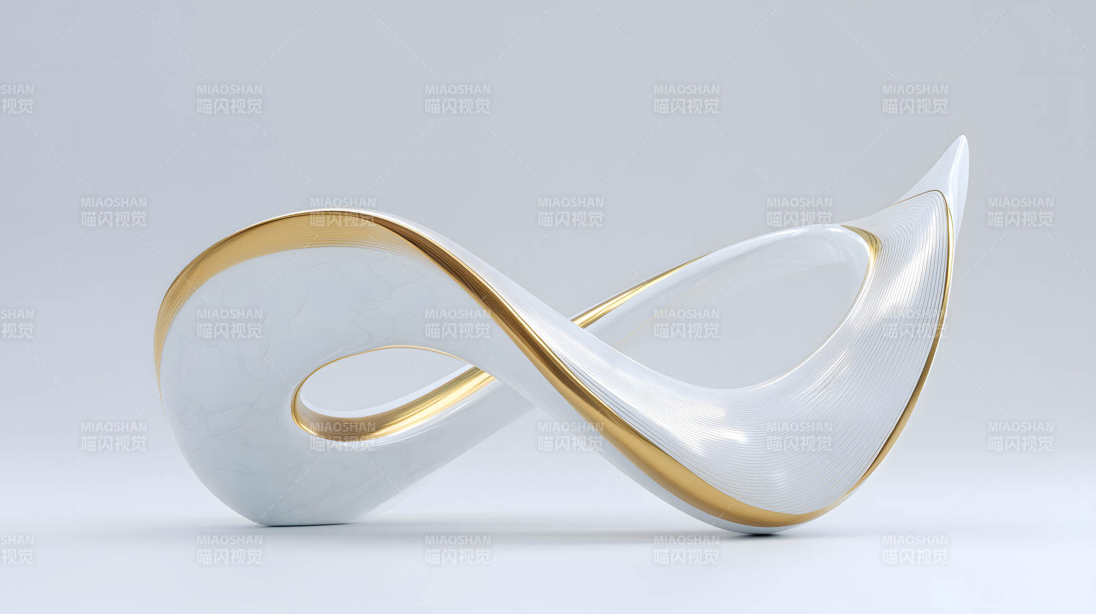 无限的白色与金色雕塑图片