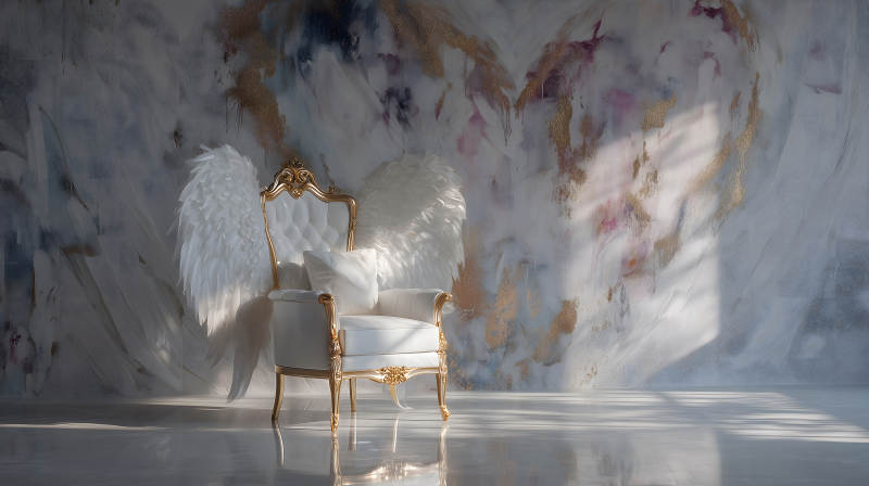 天使椅與唯美背景-圖片