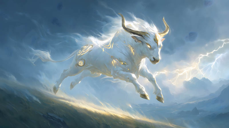 神圣公牛翱翔天空-图片