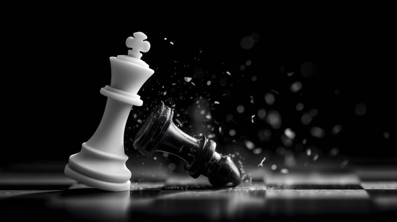 象棋勝負黑白棋子-圖片