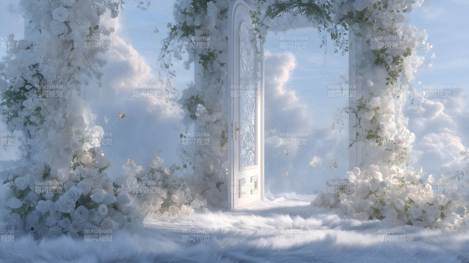 云端之门鲜花盛开仙境图片