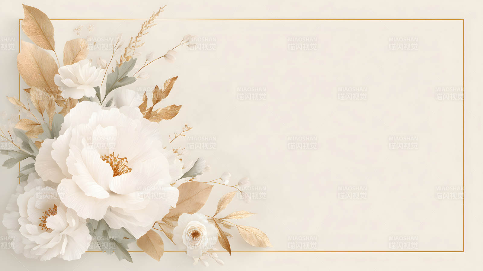 典雅花卉邊框設計圖片