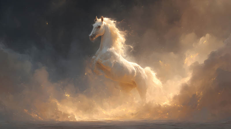飞奔白马烈焰升腾-图片