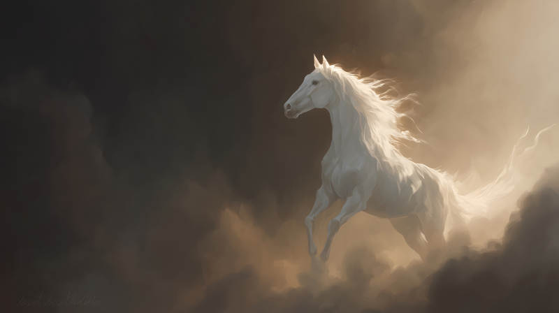 白马奔腾于光影之中-图片