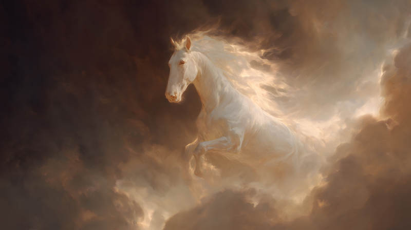 神圣白马冲破云霄-图片