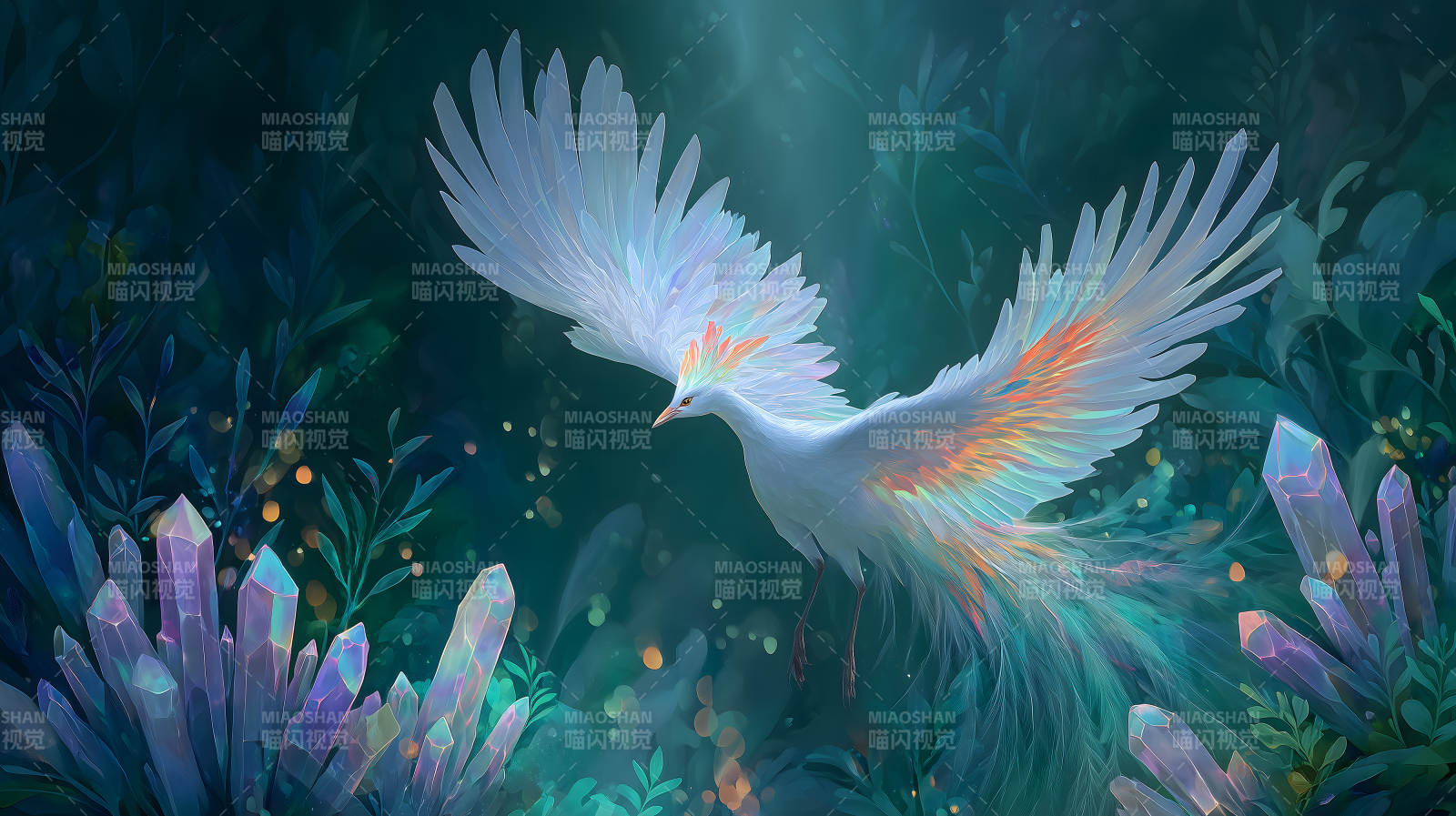 夢幻仙境中的白鳥-圖片