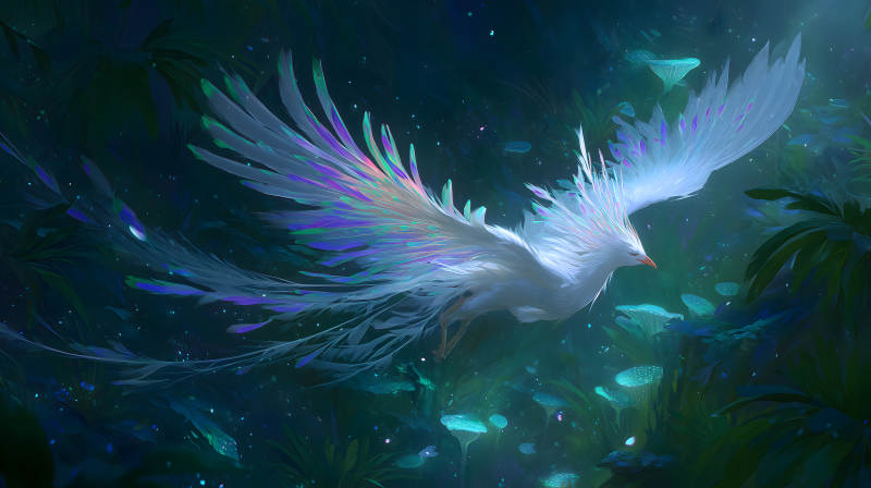 仙鳥飛舞夢幻森林-圖片