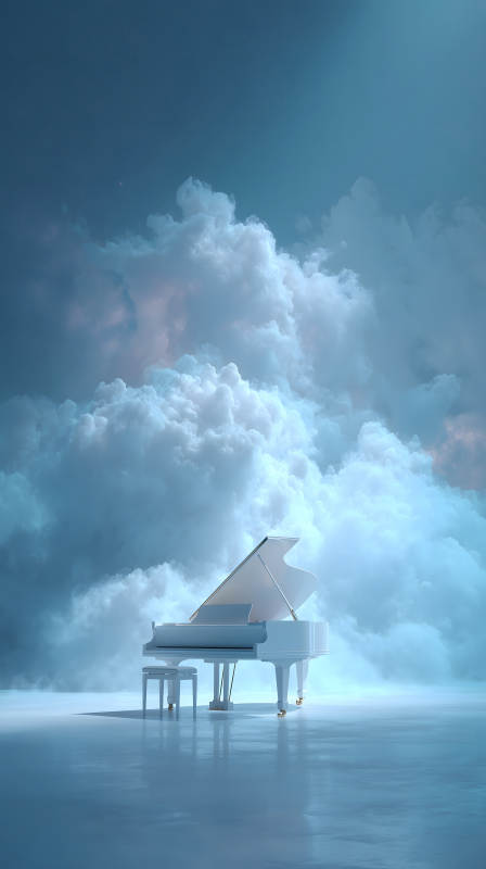 鋼琴云海夢幻場景-圖片