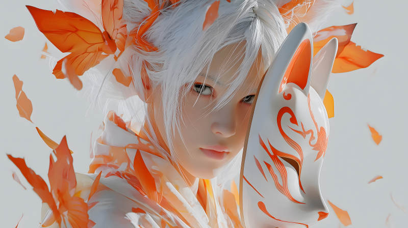 狐狸面具的神秘女子-图片